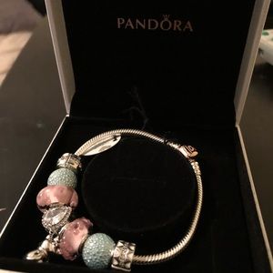 Silver Pandora Bracelet with 14k Gold Clasp